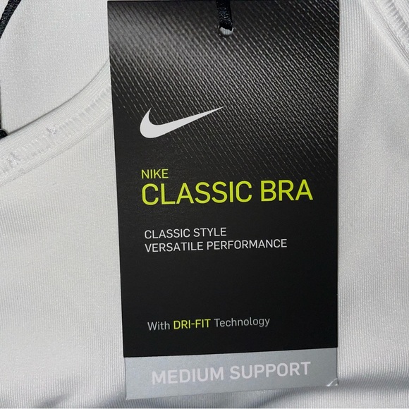NWT - Nike White Classic Medium Support Sports Bra - Size: M - Picture 4 of 4